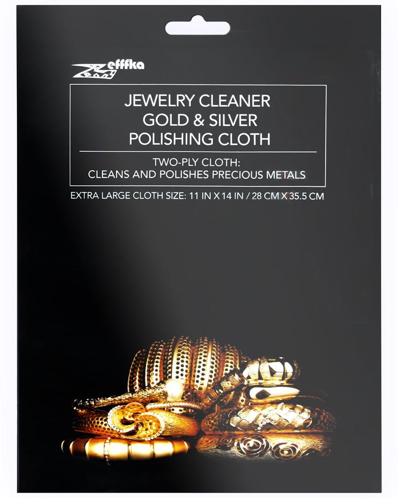 ZEFFFKA Gold and Silver Polishing Cleaning Cloth for and Other Precious Metal Tarnish Extra Large Soft Microfiber Jewelry, Coins, Watches, Valuables,