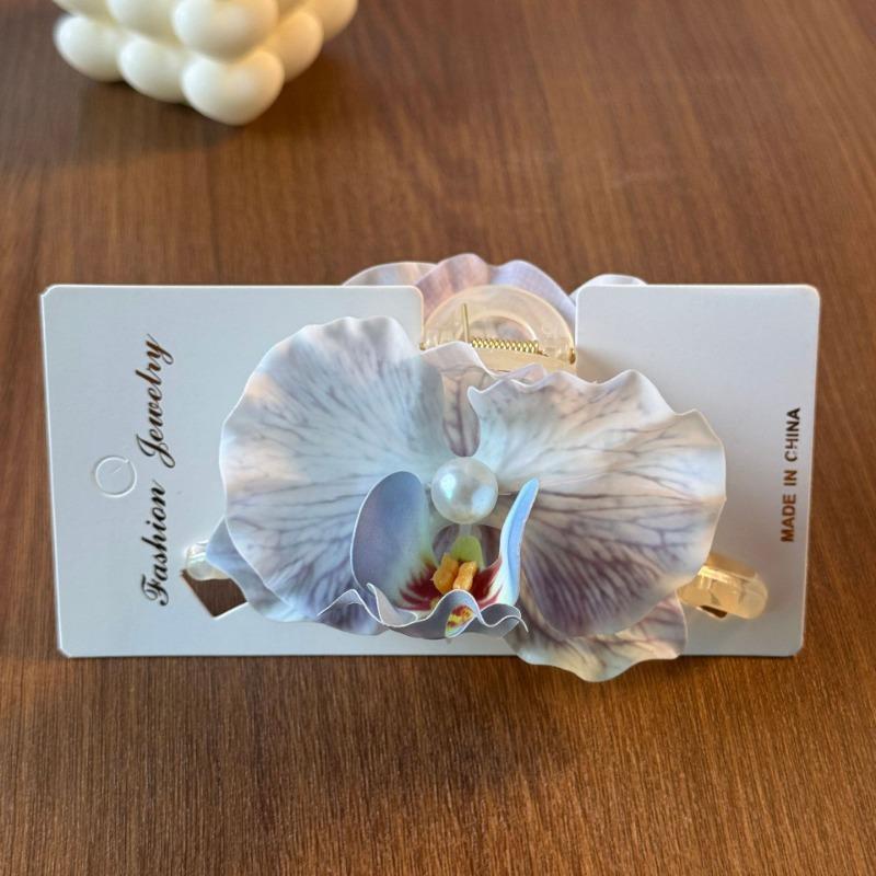 

Заколка для волос в виде цветка фаленопсиса Атмосфера Фото Заколка-крокодильчик Аксессуар Smudge Blue - Grab.