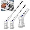 Household Cleaning Brush with 8 Replaceable Brush Portable Power Shower Brush 2 Speed for Bathroom Bathtub Kitchen Tile Floors