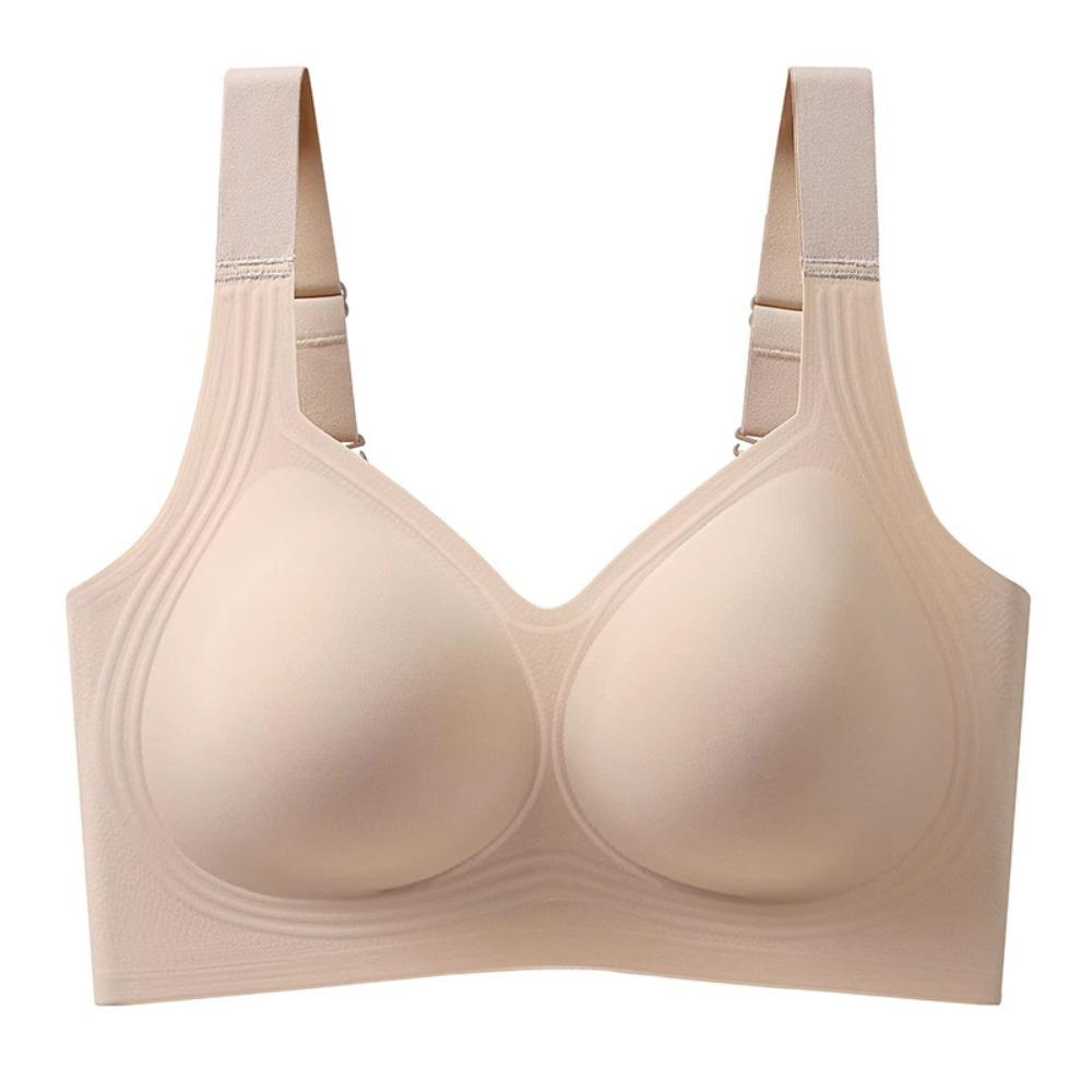Women Soft Support Wireless Bra, Seamless Thin Style Jelly Bra Push Up Comfortable Brassiere for Large Bust
