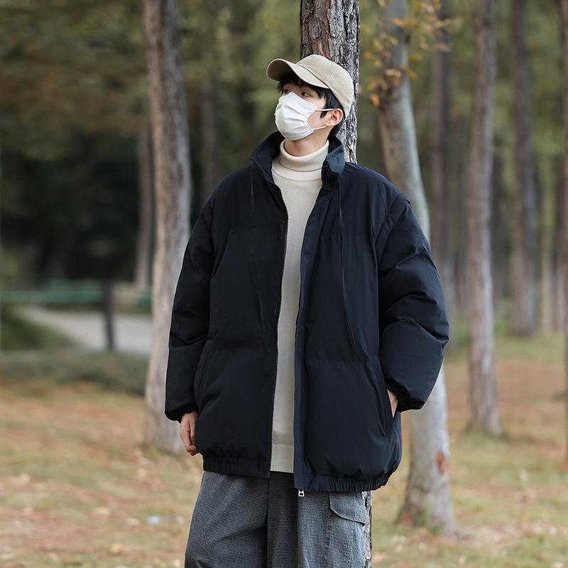 

Men s Trendy Stand Collar Cotton Jacket with Removable Sleeves - Autumn & Winter Hong Kong Style XL чёрный