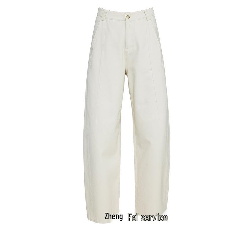 

Yi Fei Women s Autumn 2025 Cream White Curved & Straight Leg Wide Denim Pants 32