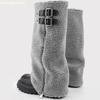 2025 New Winter Snow Boots Gray Fur Zipper Sleeve Shark Boots Platform Heightening Women Mixed Color Knee-High Boots