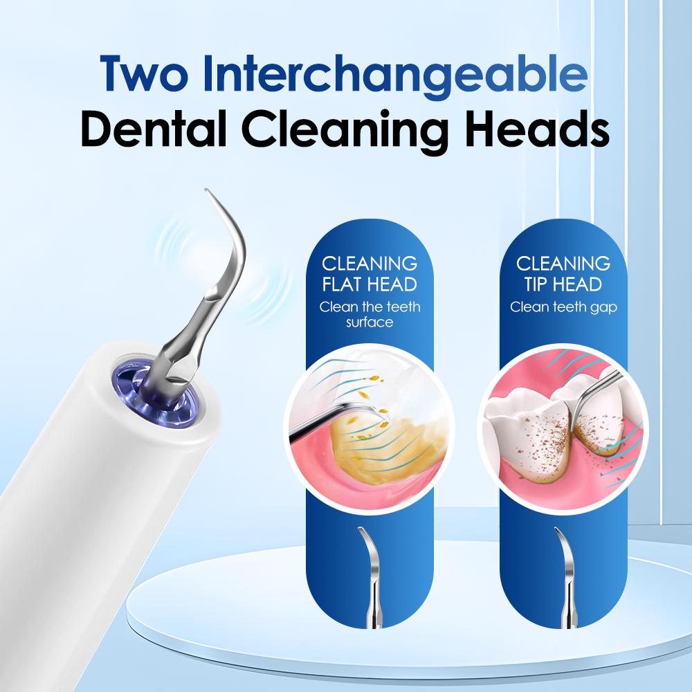 Ultrasonic Dental Calculus Remover Electric Dental Tooth Stone Remover USB Rechargeable Teeth Cleaner with LED Light