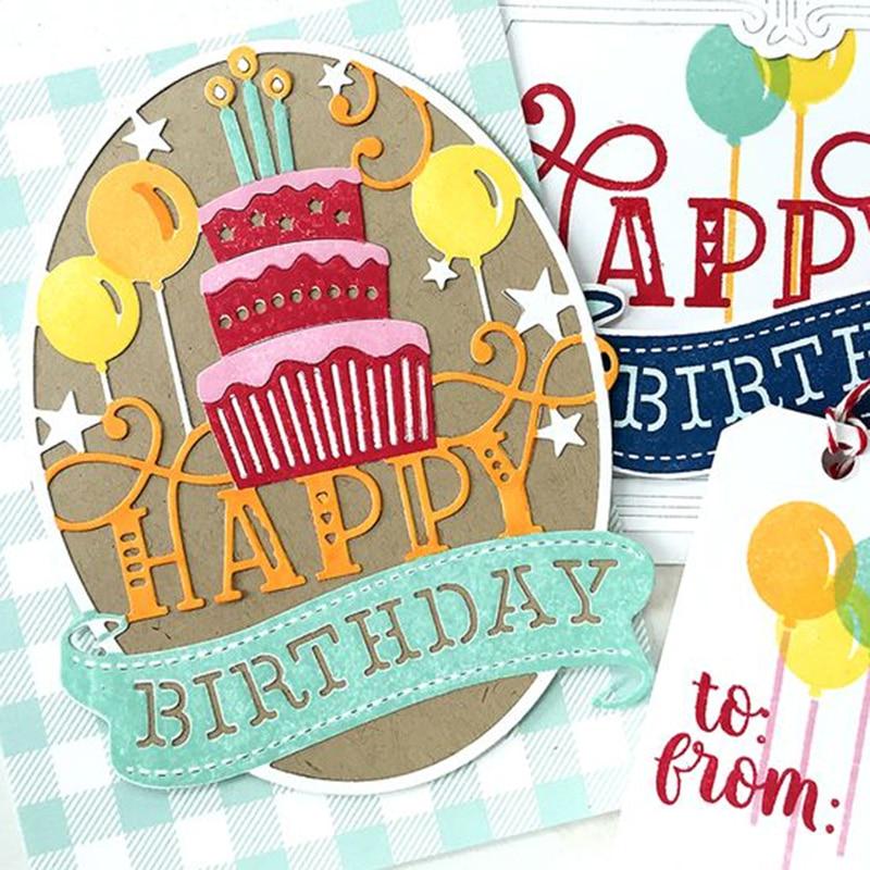 Happy Birthday Cake Metal Cutting Dies Stencil Scrapbooking Photo Album Card Paper Embossing Craft