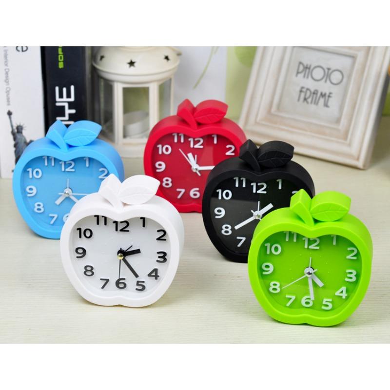 Creative children's alarm clock Candy color apple clock Children's bedside clock Mute alarm clock