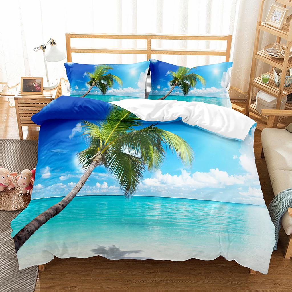 Coconut Duvet Cover Set Coconut Tree Pattern Quilt Cover for Boys Girls Kids Bedroom Decor Double Single Size Comforter Cover