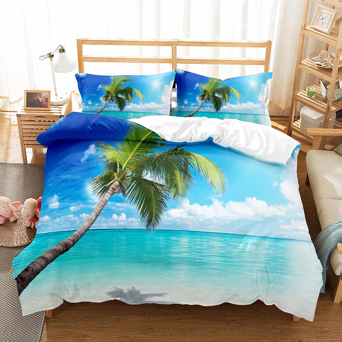 

Coconut Duvet Cover Set Coconut Tree Pattern Quilt Cover for Boys Girls Kids Bedroom Decor Double Single Size Comforter Cover EU single(135x200cm)