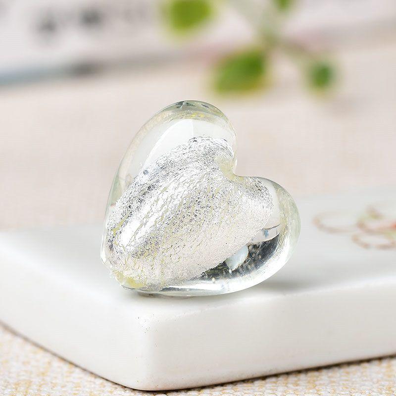 

Silver Foil Heart Colored Glaze Pendant Scattered Beads DIY Pearl Necklace Earrings Bracelet Handmade Beaded Material Fashion Style 22mm White Silver Foil Heart