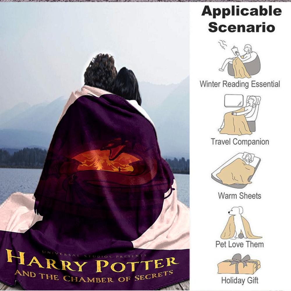 1pc Harry Potter Flannel Throw Blanket - HD Printed Lightweight Soft Warm All-Season Blanket for Sofa, Bed, Travel, Camping 039