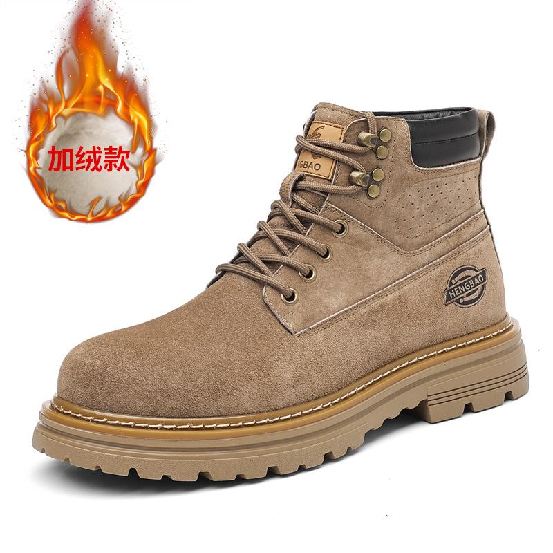 Autumn Winter New Genuine Leather Boots for Men Retro High Top Platform Shoes Male Fashion Casual Designer Work Yellow Boots Man