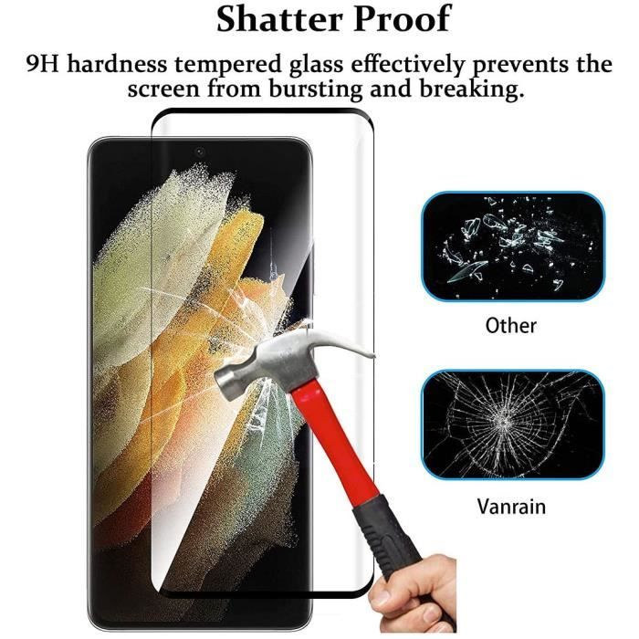 4x Verre Trempé pour Samsung S22 Ultra Protection Intégrale Transparente avec Bord Noir