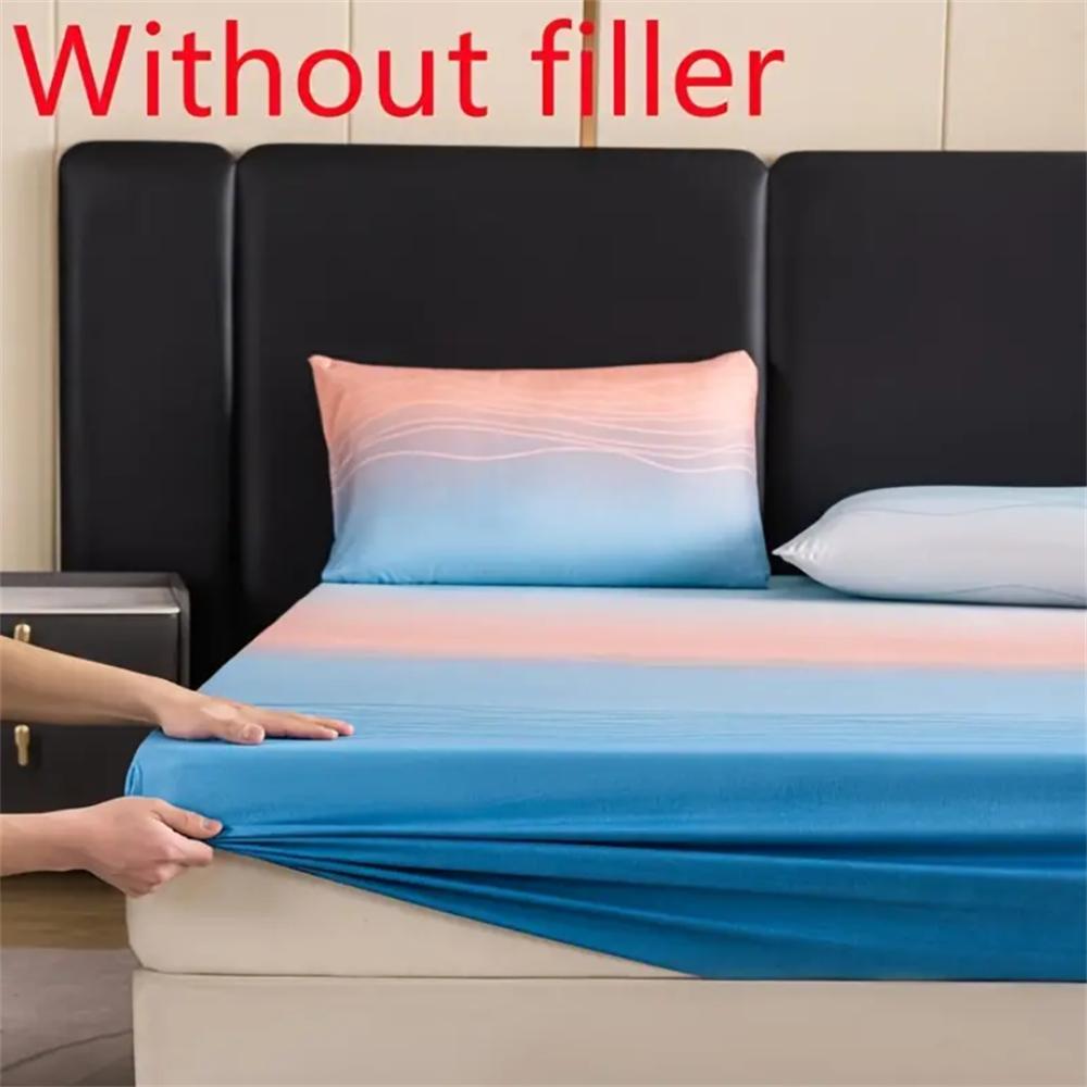 3-Piece Polyester Fitted Sheet Set - Soft, Breathable, Gradient Blue Ocean Wave Design with Deep Pocket