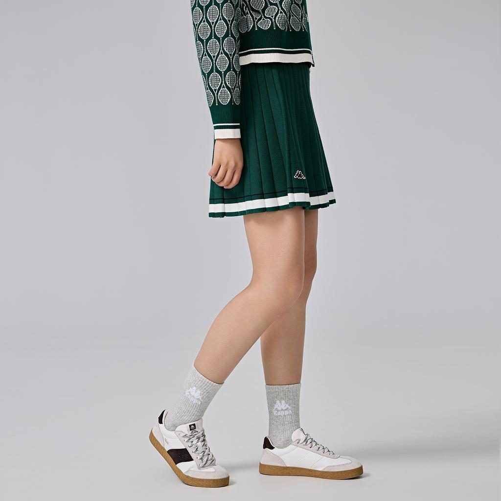 Kappa 1916 Series Retro Sports Pleated Skirt Soft Breathable Tennis Skirt Casual Short Skirt Women Skirts Green K0E82QQ20