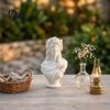 Nordic Style White Ornaments 3D Printed Blindfolded Lady Bust Sculpture, Flower Veil Elegant Retro Sculpture Decor Female Statue, Artistic Desktop