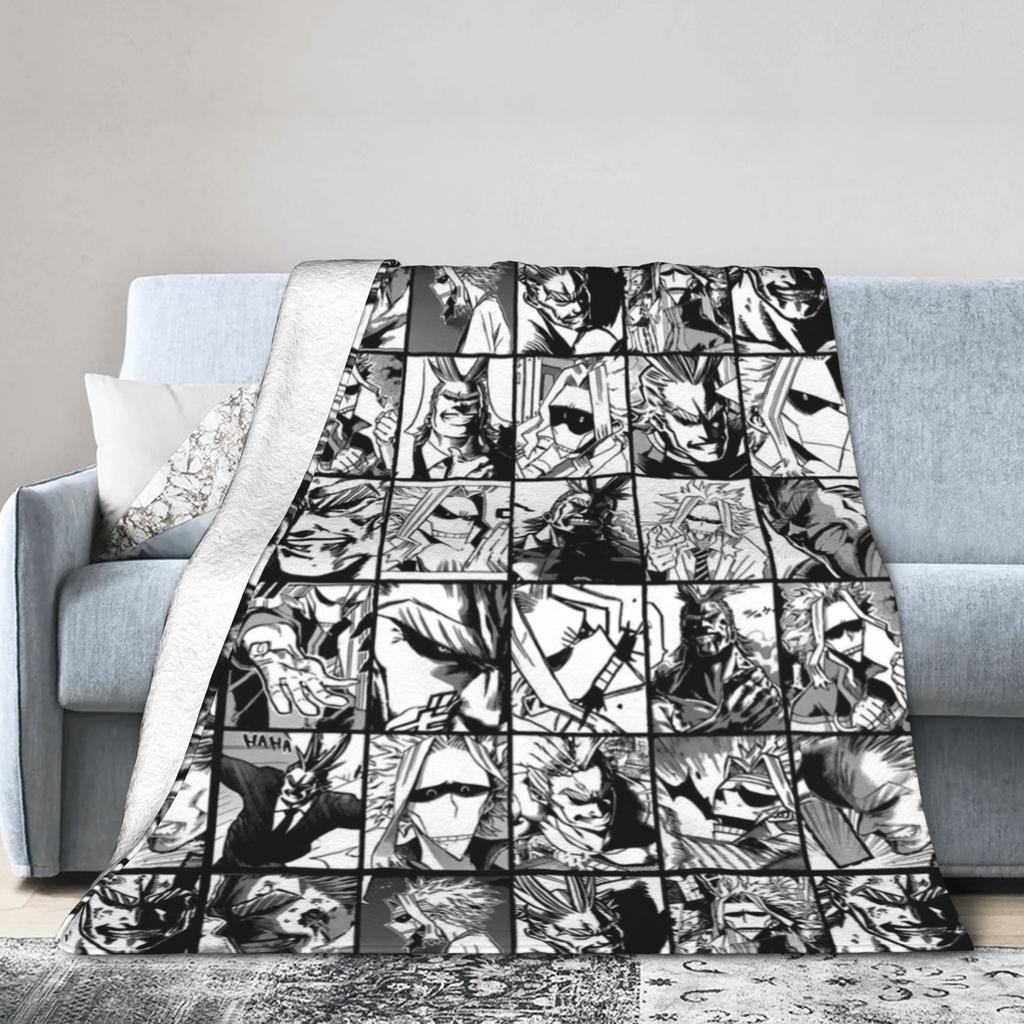 Uraraka Ochako Collage Knitted Blankets Academy Anime Manga Throw Blankets Summer Air Conditioning Ultra-Soft Warm Bedspreads