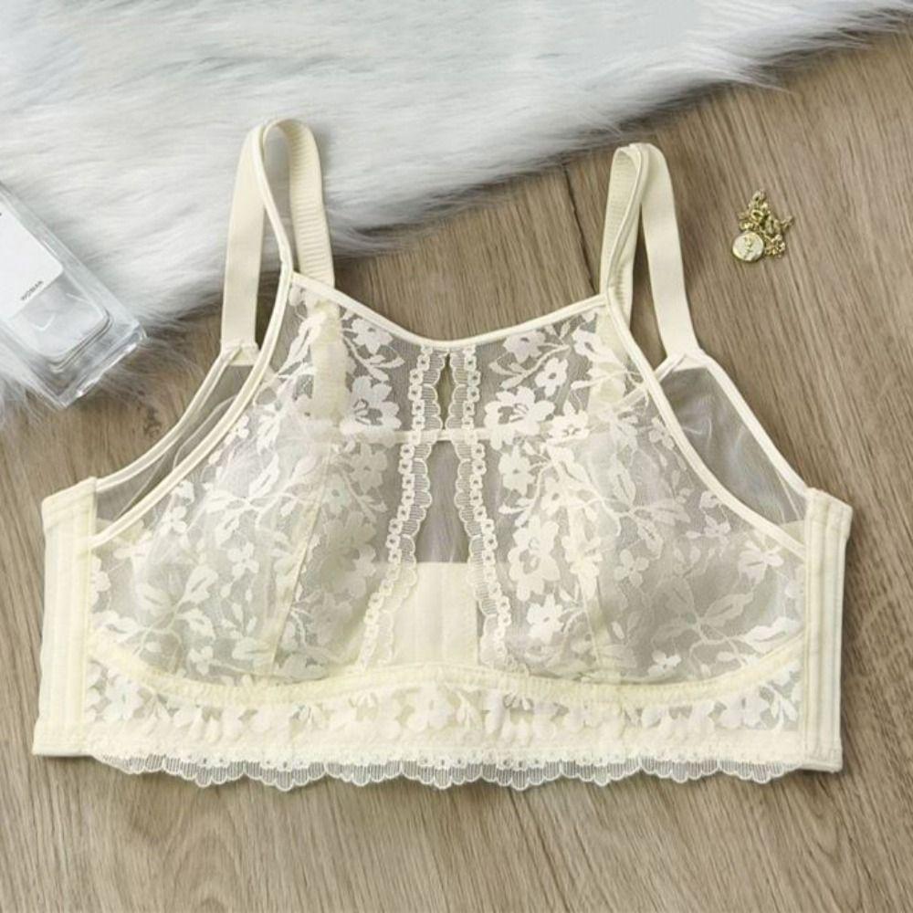 Anti-sagging Wireless Deep V Bra Shockproof Lace Thin Bra Fashion Underwear for Women  Girls