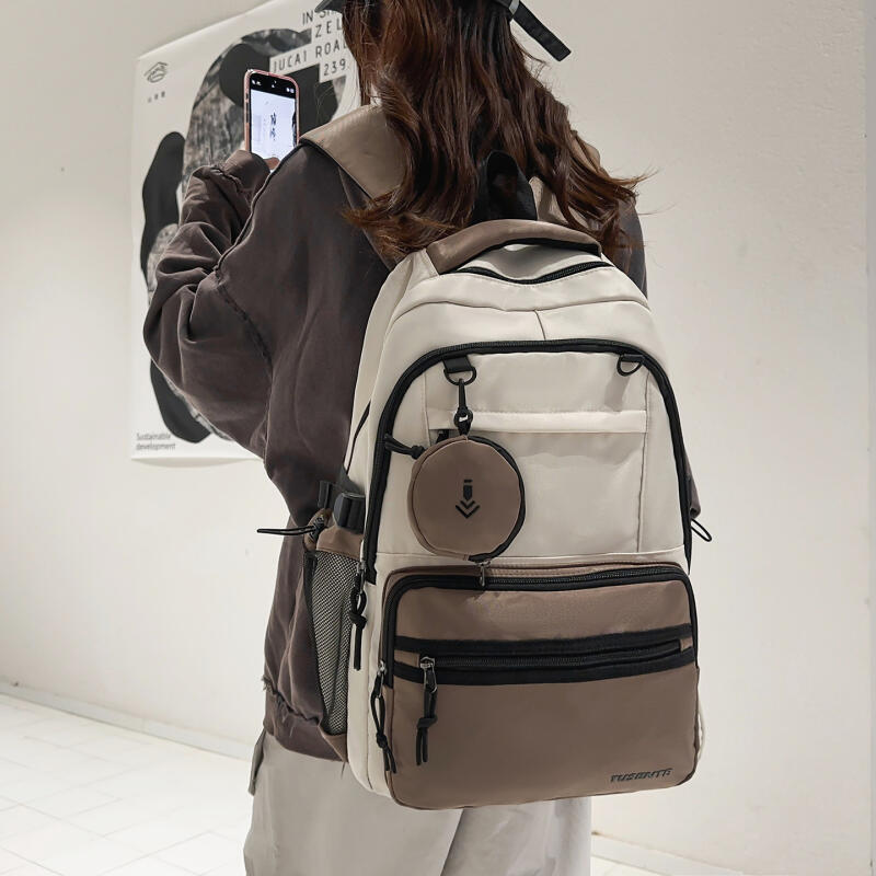 Junior High School Schoolbag Women Large Capacity Backpack Men Color Block Backpack