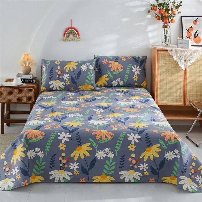 Creative Ethnic Flower Bed Sheet Set 3Pcs Cotton Thickened Bed Sheets Pillowcases Luxury Nordic Queen King Size Bedding Set