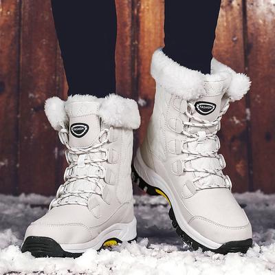 Winter Women's Snow Boots Warm Plush Medium Top Boots Thickened Cotton Shoes Outdoor Travel Waterproof Non-slip Boots