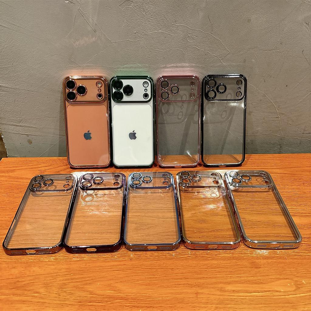 Electroplated TPU Hard Shell Thin Transparent TPU Case for iPhone 17 16 15 14 13 12 11 Pro Max Plus Cover