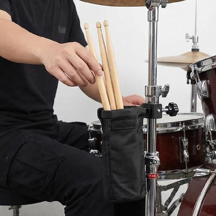 Compact Drum Microphone Stand with Reinforced Fabric Structure and Practical Stick Storage Compartment Stick Holder