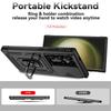Armor Magnetic Bracket Case For Samsung Galaxy S25 S24 S23 S22 S21 Ultra Plus With Lanyard Slide Camera Protect Shockproof Cover