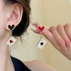 Boucles d'Oreilles Créatives Mode Avec Pendentifs Pique et Pêche Rouge
