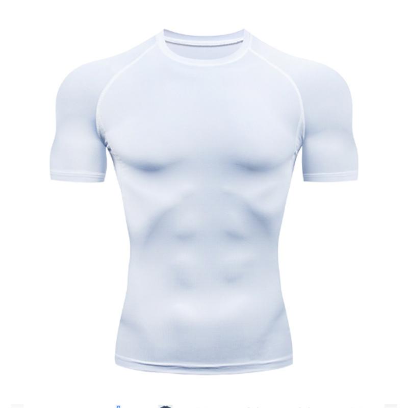 Men's Stretch Compression Tee Shirt Fitness Gym Sports Running T-Shirt Quick Dry Breathable Basketball Training Short Sleeve Top
