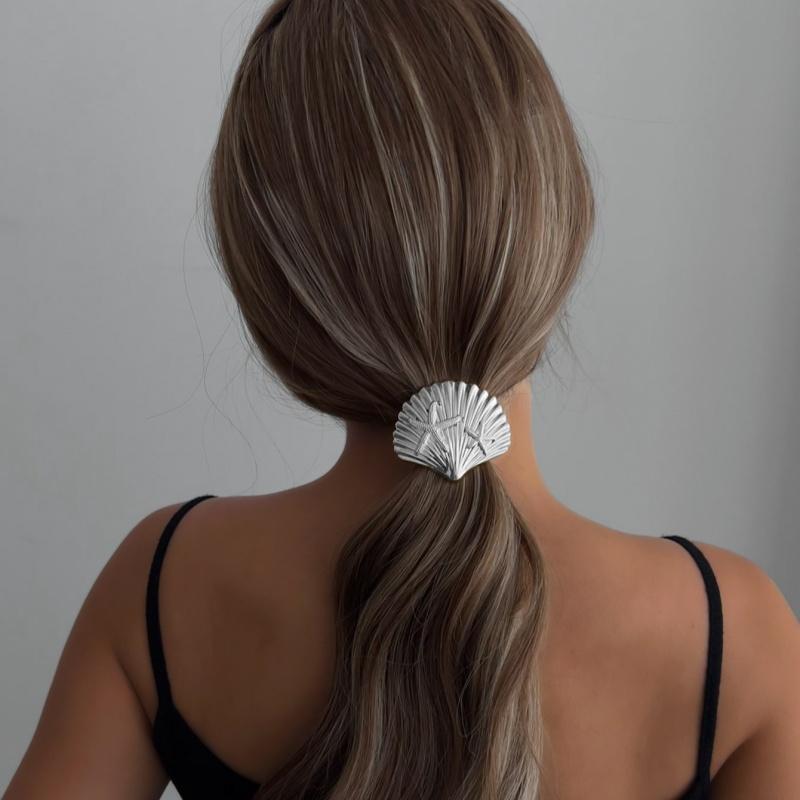 Metal Irregular Shell Starfish Hair Bands for Women Simple Hair Scrunchies Elastic Hair Rope Ponytail Hair Accessories