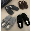 New Women Slippers Mules Fur Women Shoes Winter New Buckle Flats Platform Walking Plush Ladies Slides Casual Warm Indoor Boots