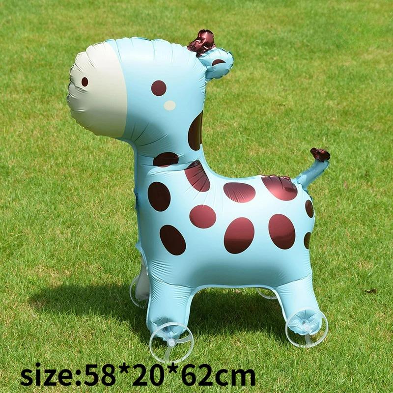 4D Dinosaur Dog Cat Standing Foil Balloons Animals Walking Balloon with Wheel for Kids Birthday Party Decoration Baby Shower