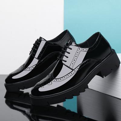Scarpe in pelle lucida che aumentano l'altezza 10 cm business abito casual scarpe a blocco 8 cm da uomo matrimonio sposo