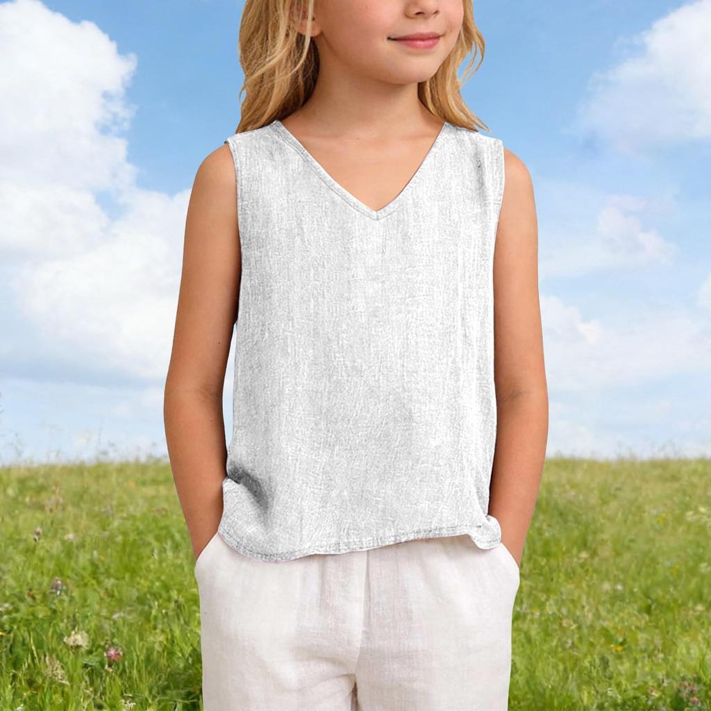 Lockeres T-Shirt für Kinder: Lässiges ärmelloses Mädchen-Tanktop