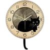 Black Cat Clock with Moving Tail Vintage, Funny Cat Wall Clock with Swinging Tail Silent Non Ticking Battery Operated Creative DIY Pendulum Wall