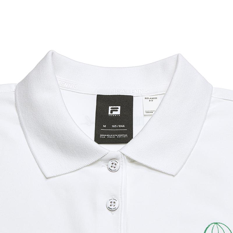 FILA Tennis Artist Short Sleeve Polo Shirt Fashion Simple Classic Casual Comfortable Women tops Jade-White A11W633118FWT