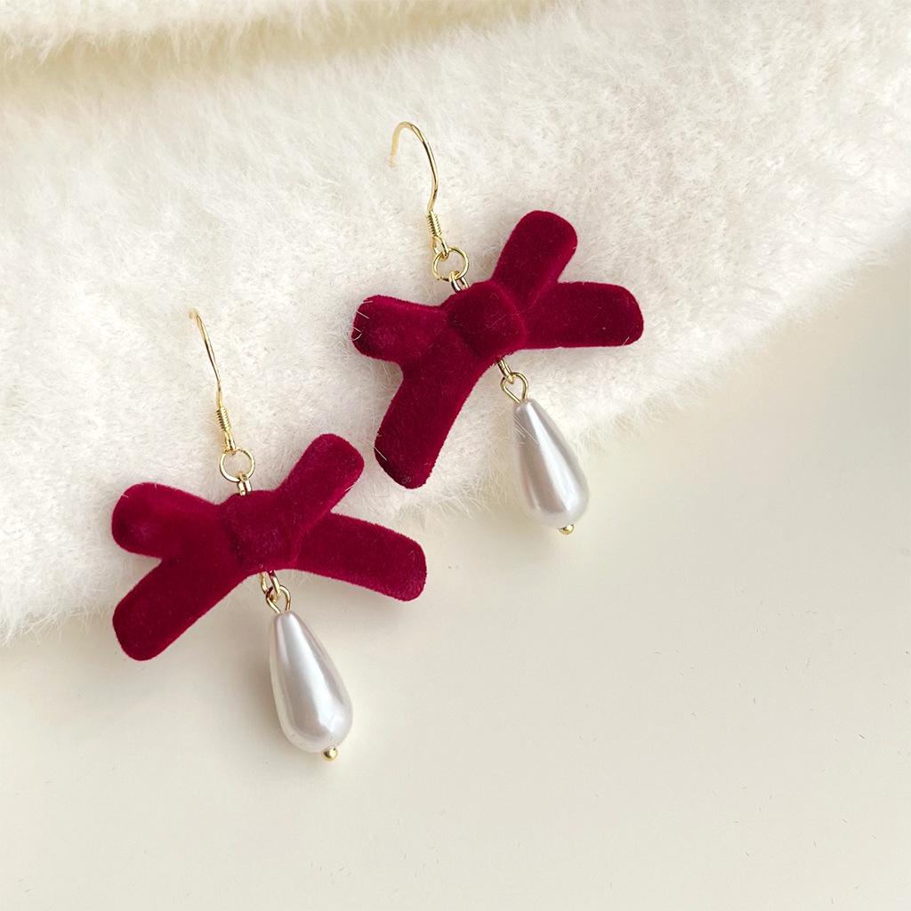 Elegant Angora Red Heart Earrings: Real Gold Electroplated with Diamonds - Perfect for Festive Occasions