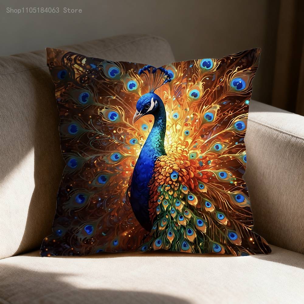Mandala Peacock Pattern Throw Pillow Case For 30x30cm 40x40cm 45x45cm 50x50cm 55x55cm Square Sofa Pillowcase Shell