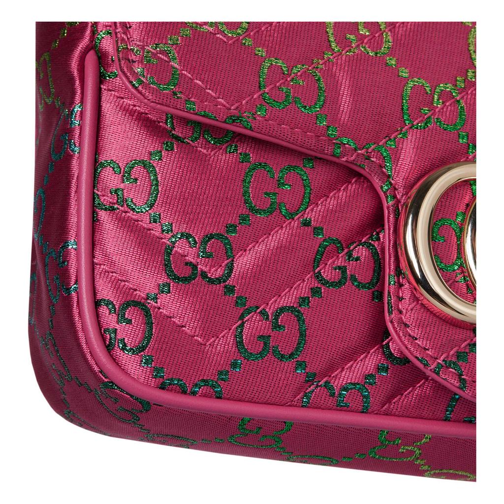 Gucci GG Marmont Double G Logo Print Canvas Mini Shoulder Bag Women Shoulder Bag Pink 476433-2ABNC-8455
