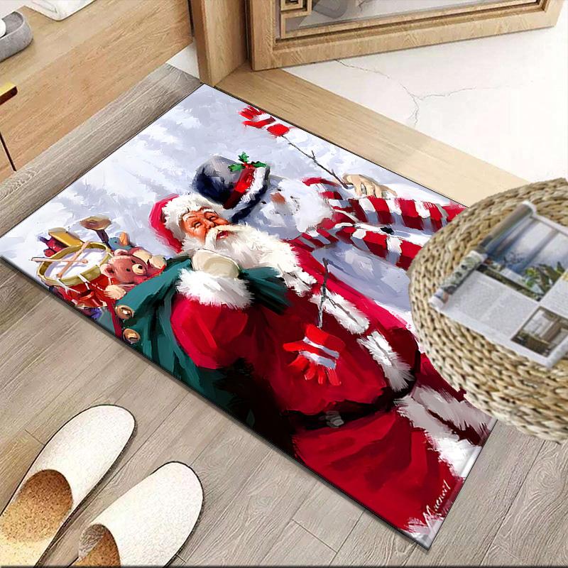 Santa Snowman Friendship  Carpet, Kitchen Rugs, Yoga Mat, Non-Slip Mats, Rug for Bathroom, Living Room bedroom, Camping Rugs Christmas Gift