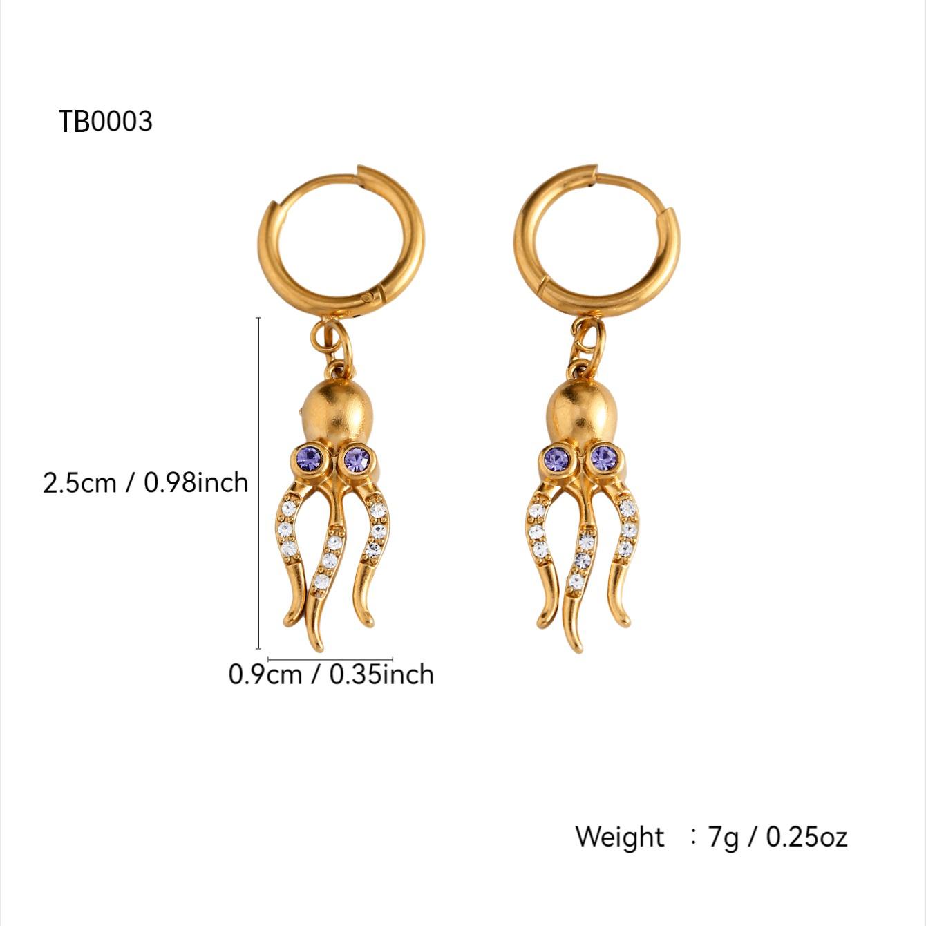 

Летняя пляжная серия Персонализированная модная нержавеющая сталь с 18-каратным золотым покрытием, кулон в виде осьминога с бриллиантами и цирконами, набор цирконов, женский