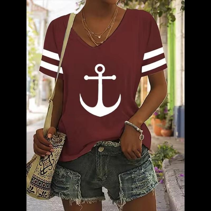 

Футболка с коротким рукавом и градиентным V-образным вырезом, модная женская футболка с 3D-принтом, базовые топы, уличная одежда, летняя свободная одежда, женские футболки 5XL