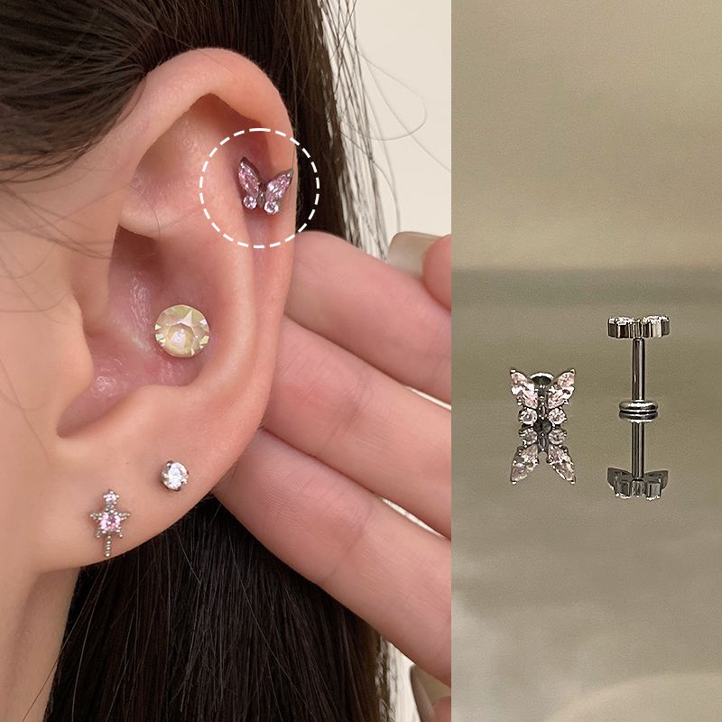 Ear Bone Nail Ear Bone Ring Medical Titanium Steel Ear Studs Ear Hole Titanium Alloy Female Ear Worm Nail Edge Unique Earrings Earrings