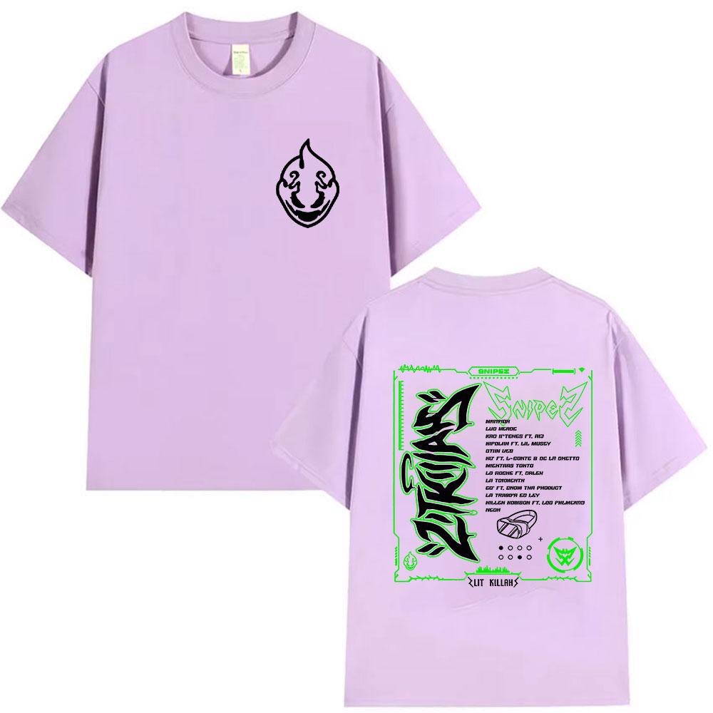 Rapper Lit Killah Snipez Album 2025 Graphic T Shirt Mens Hip Hop Gothic Short Sleeve Tshirts Vintage Cotton Tshirt Streetwear