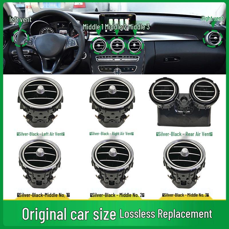 Compatible with Mercedes-Benz C-Class and GLC-Class W205 W253 Dashboard Front and Rear Air Conditioning Vent Grilles