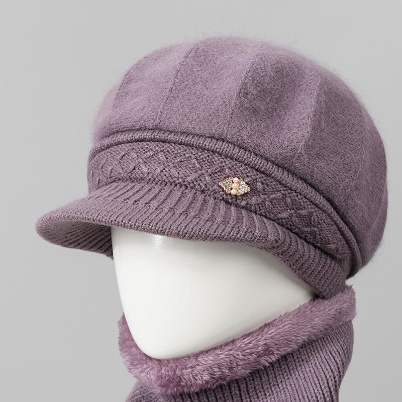 Kaninchenfell Strickwollmütze Kinder Herbst und Winter Vielseitig Winter Warm Kaltmütze Schirmmütze