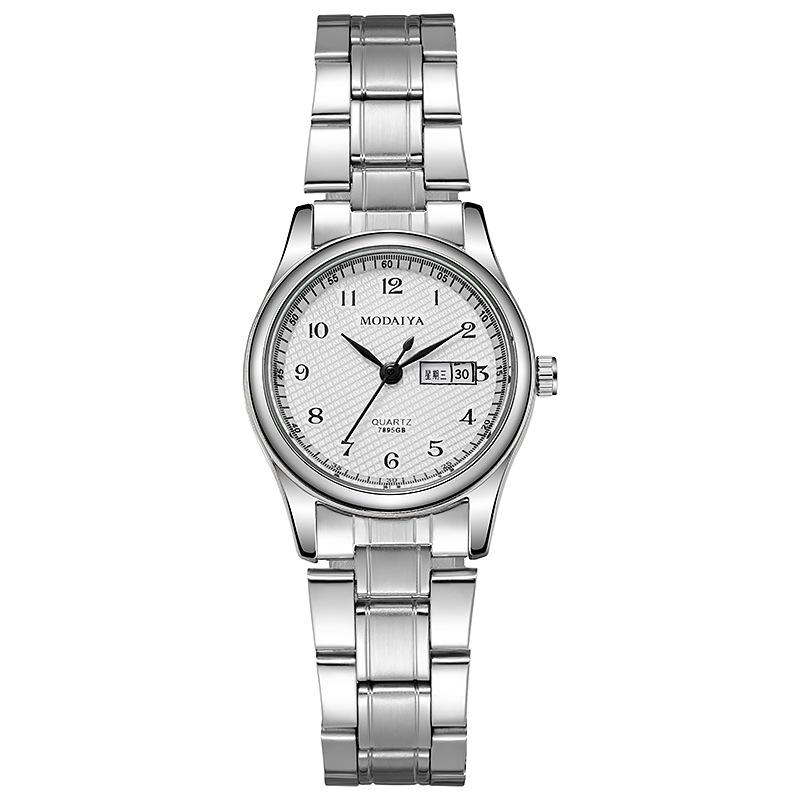 Couple Men'S Women'S Watch Fashion Simple Double Calendar Steel Belt Watch Student Male And Female Watch Generation