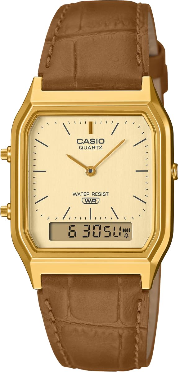 CASIO Quartz Watch Vintage Series Unisex Dual Time Gold Brown Leather Band Overseas Model [Casio] Analog-Digital AQ-230EGL-9A [Used]