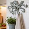 Gancho Decorativo para Abrigos de Pulpo de Hierro Fundido, Colgador de Metal Rústico para Ropa en Pared, Portarrollos para Toallas de Mano Náutico para Dormitorio Baño Cocina