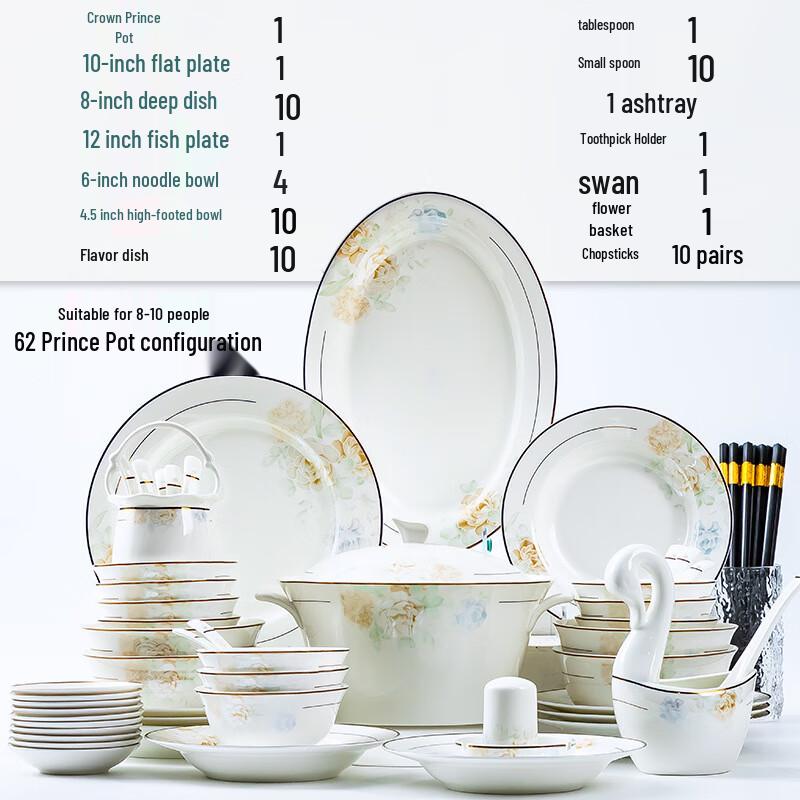 LISM Gold-Rimmed Ceramic Dinnerware Set